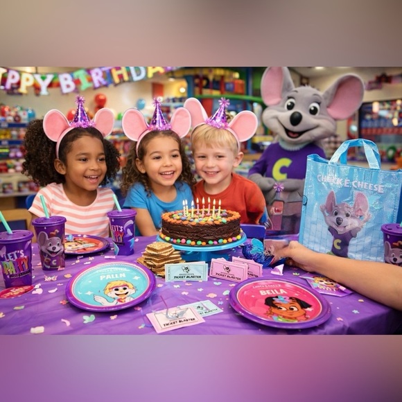 Chuck E Cheese Other - Chuck E. Cheese Party Supplies Lot | Cups, Plates Hats CEC Birthday Star